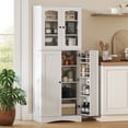 thumbnail image 2 of HOMCOM 64" Pantry Cabinet, Kitchen Cabinet w/ Shelves, Door Racks, White, 2 of 10