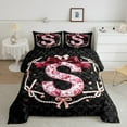 thumbnail image 2 of Castle Fairy Floral Bow Personalized Initial S Bedding Comforter Set 2pcs for Boys Girls,Princess Pearl Bow Knot Twin Comforter Sets Microfiber,Bohemian Chic Floral Damask Breathable Bedding Set, 2 of 8