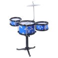 thumbnail image 4 of 1 juego de batería para niños, juguete de simulación, instrumento de percusión, kit de batería para niños, color azul, 4 of 5