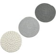 thumbnail image 4 of Potholders Set Trivets Set 100% Pure Cotton Thread Weave Hot Pot Holders Set (Set of 3) Stylish Coasters, Hot Pads, Hot Mats,Spoon Rest For Cooking and Baking by Diameter 7 Inches (Gray), 4 of 5