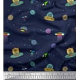 thumbnail image 1 of Soimoi Viscose Chiffon Fabric Planet,Animal & Spaceship Cartoon Printed Craft Fabric by The Yard 42 Inch Wide, 1 of 1