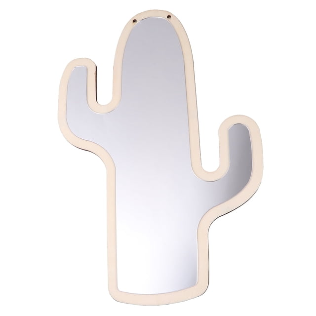 Espejo de madera decorativo con forma de cactus TOYMYTOY, seguro, para decorar la habitación de los niños (caqui)
