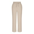 thumbnail image 6 of Karight Women Petite Linen Pants High Waisted Straight Leg Casual Cotton Trousers Elastic Waist Drawstring with Pockets, 6 of 7