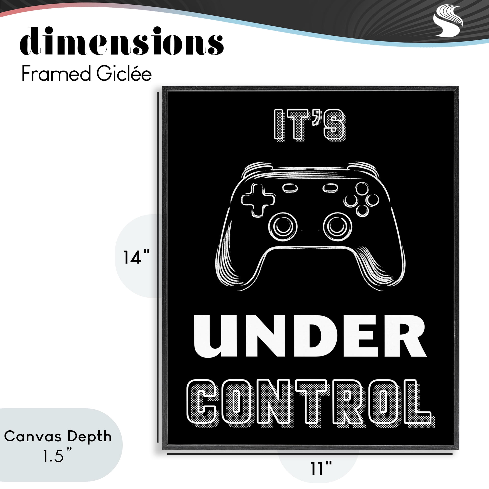 Stupell Industries Under Control Gamer Black Framed Giclee Art, design by Marcus Prime