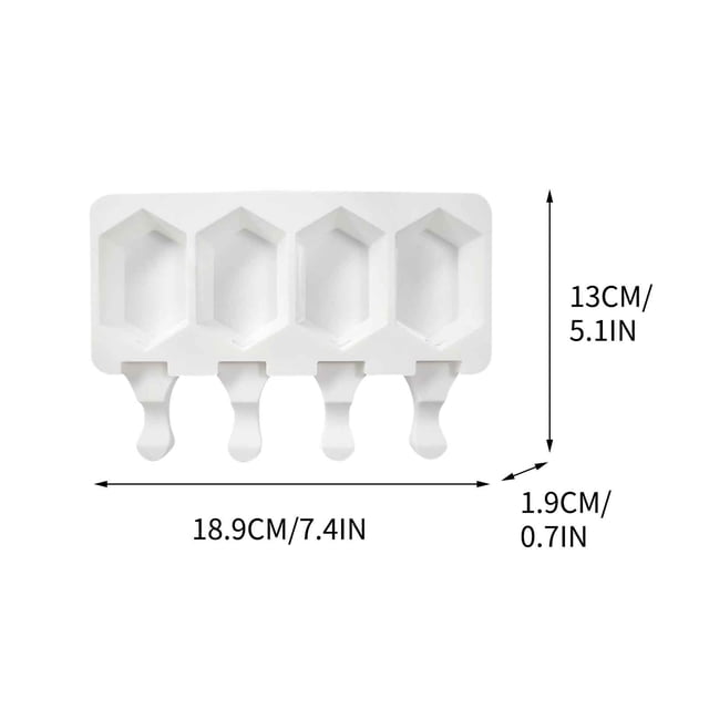 4-Cell Ice Cube Tray with Flexible Soft Bottom for Easy Release, Food-Grade Silicone, Fits Standard Refrigerator, Dishwasher Safe