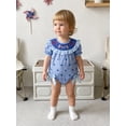 thumbnail image 4 of BemeyourBBs Newborn Baby Girl 4th of July Outfit Baby Girls Patriot Independent Day Clothes Smocked Bubble Romper with Bows Plaid Star American Flag Short Sleeve Bodysuit Playsuit Jumpsuit, 4 of 9