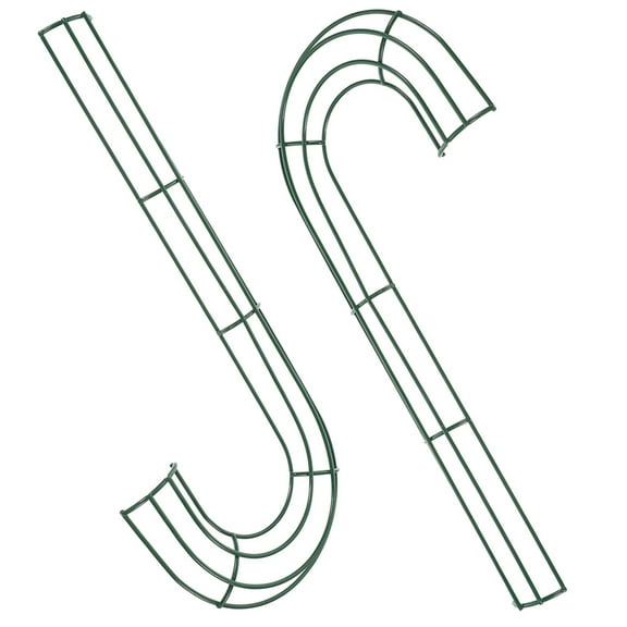 Toyvian 2Pcs Metal Candy Cane Wreath Frame Green for Indoor Outdoor Holiday Decorating