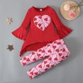 thumbnail image 2 of Toddler Baby Girl Sets 2 Piece Outfits Valentine's Day Children's Girl's Clothing Trumpet Sleeve Top Pants Pattern Two-piece Set For Every Holiday Legging Set 2, 2 of 8
