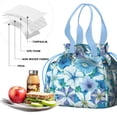 thumbnail image 4 of Pioneer Flower Floral Print Pattern Drawstring Lunch Bag Women - Drawstring Lunch Bag Insulated for Work Office - Stain-Resistant Large Lunchbags for Women with Multi-Pockets, 4 of 6