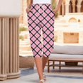 thumbnail image 2 of Ladies Casual Pants Sweatpants Capris Ladies Print Pants Bottom Drawstring Joggers Ladies Summer Pants Pink M, 2 of 4