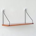 thumbnail image 1 of Repisa de pared estilo nórdico en madera maciza, ideal para organizar y decorar espacios como sala, baño o dormitorio, disponible en tamaño pequeño y color oscuro., 1 of 6