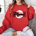 thumbnail image 2 of Baseball Mama Checkered Baseball Mom Sweatshirt Women Gift for Softball Mom Red Sweatshirt Adult X-Large, 2 of 5