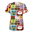 thumbnail image 4 of Mujeres con cuello en V Chriatmas Snow Printing Workout Pokets Uniformes de enfermera Blusa de manga corta Jerseys Top Fridja  gope4178, 4 of 4