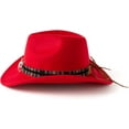 thumbnail image 4 of Women & Men Felt Western Cowboy Hat Classic Roll Up Brim Belt Buckle Cowgirl Fedora Hat, 4 of 7