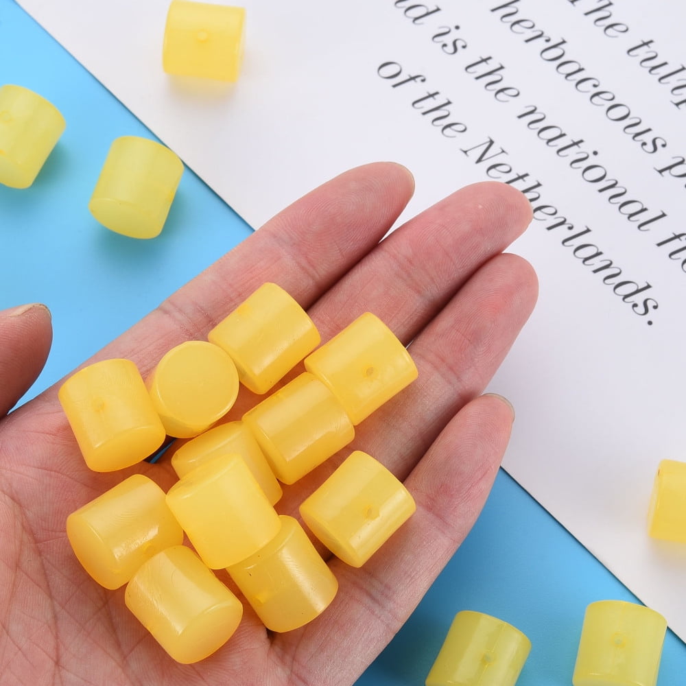 Imitation Jelly Acrylic Beads Column Yellow 14.5x14.5mm Hole: 1.8mm about 200pcs/500g