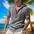 thumbnail image 1 of pstuiky Camisas de vestir de manga corta para hombre, Camisa informal de lino de verano de color liso para hombre, manga corta, cuello alto, botones y bolsillos camisas casuales para hombre m, 1 of 9