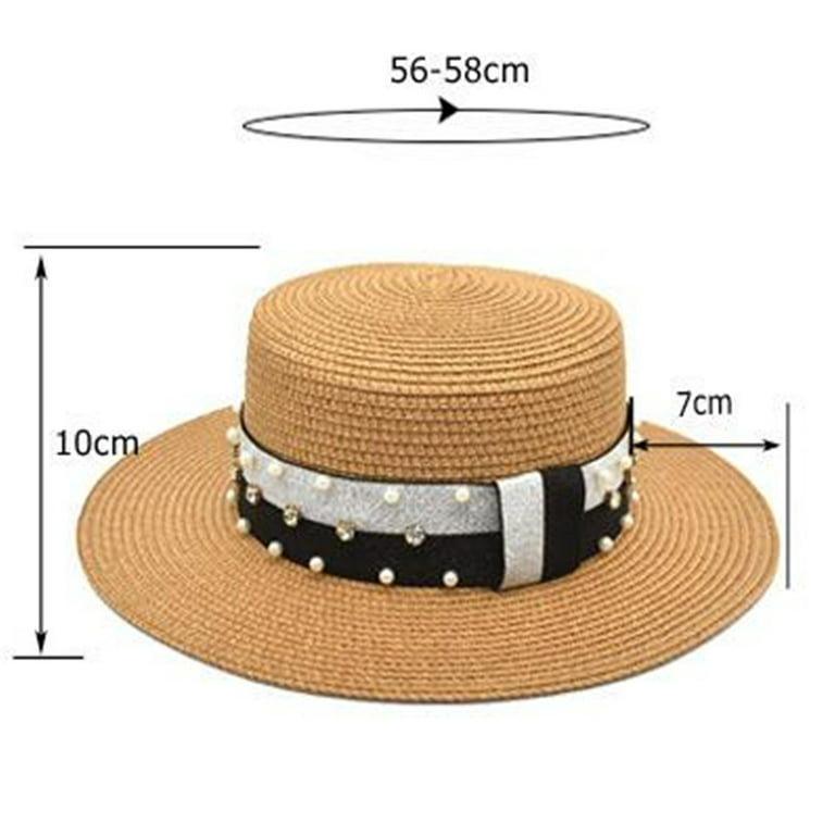 Women'S Bucket Hats Summer Beach Hat Pearls Pattern Flat Top Wide Brim Sun  Protection For Party Camping Yellow