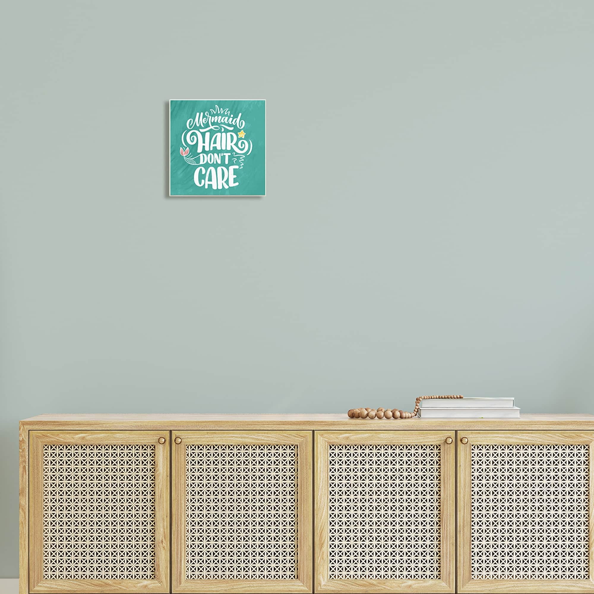 Stupell Industries Mermaid Hair Don't Care Quote Cute Teal Design , 12 x 12, Design by Kim Allen