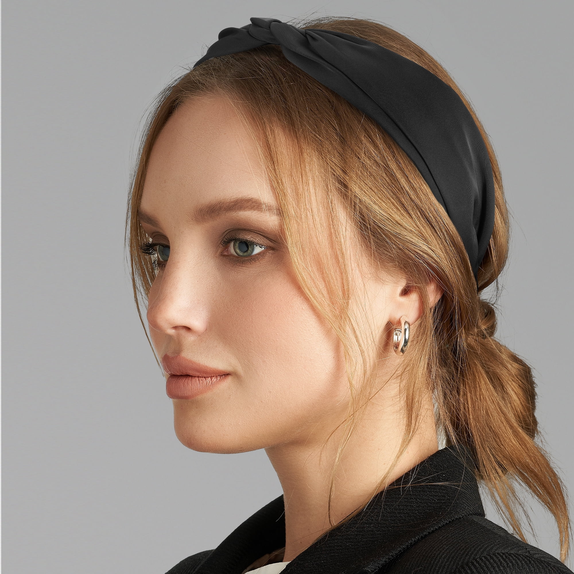 Unique Bargains Satin Twist Headband Hairband for Women 1.2 Inch Wide Black