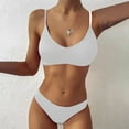thumbnail image 2 of Elainilye Fashion Swimsuits for Women 2024 Sexy Solid Bikini Push-Up Padded Swimwear Swimsuit Set,White, 2 of 6
