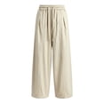 thumbnail image 4 of OOOUM Crinkle Wide Leg Pants for Men Relaxed Baggy Linen pants men's comfortable Lightweight Trousers Beige XXL, 4 of 4
