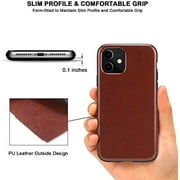 TENDLIN Compatible with iPhone 11 Case Premium Leather TPU Hybrid Case (Brown)