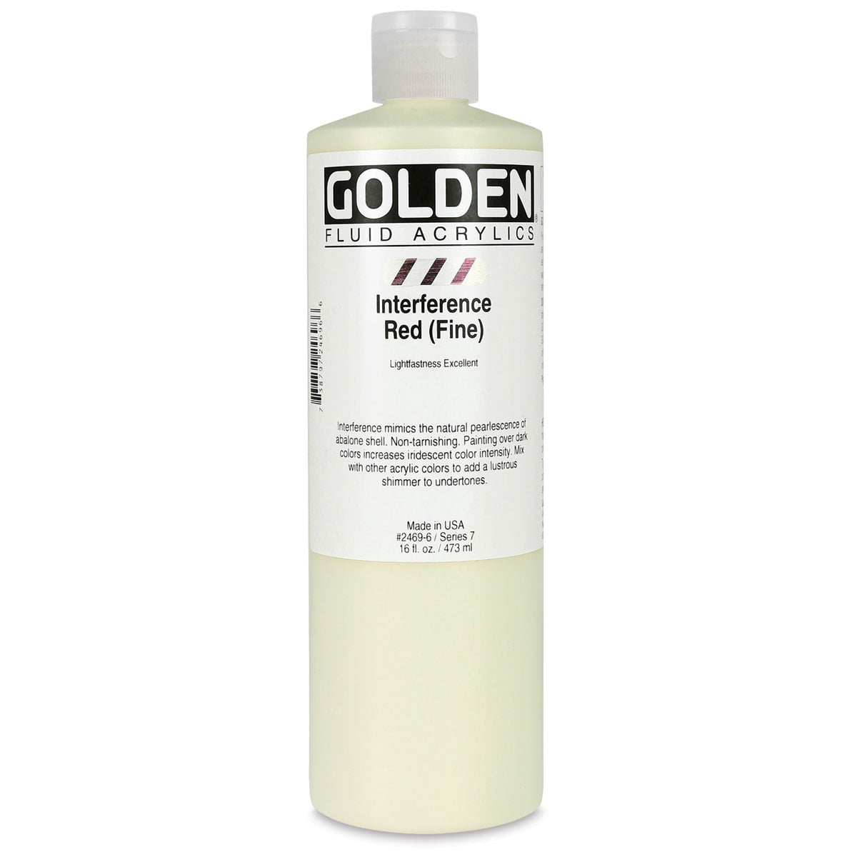Golden Fluid Acrylic Paint, 16 oz, Interference Red (Fine)