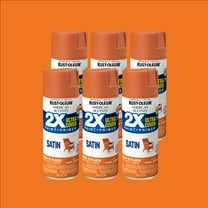 6 Pack, Rustic Orange Rust-Oleum American Accents 2X Ultra Cover Satin Spray Paint-327927, 12 oz