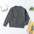 thumbnail image 2 of Gvdentm Girls Sweater Cardigan Boys Girls Sweater Uniform Cardigan Sweater Soft Cotton V-Neck Soft Cotton Knit Outerwear(Dark Gray,7-9 Years), 2 of 4