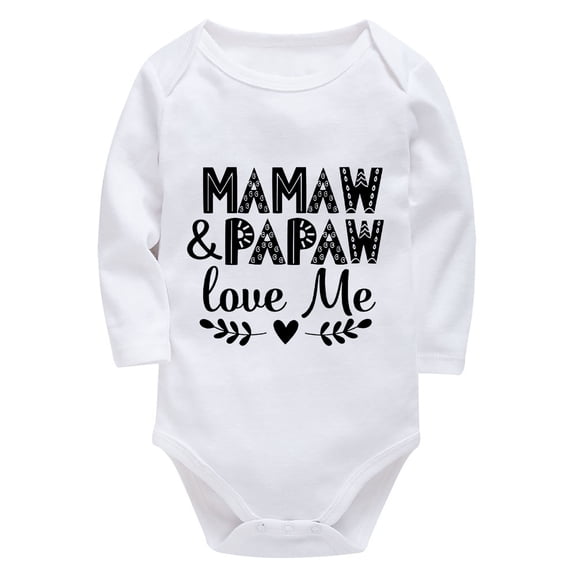 Mamaw And Papaw Love Me Infant Onesie Girl Long Sleeve Coming Home Outfit for Baby Boy White Baby Girl Outfits 0-3 Months