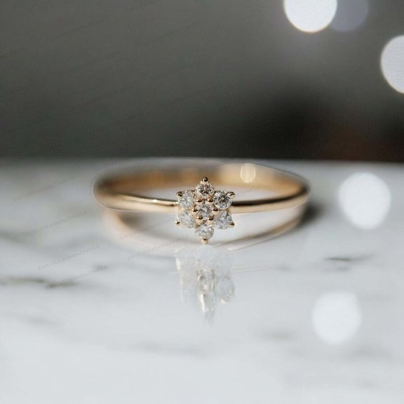 KANISHKAGEMS&JEWELS 2MM / 2Ct Moissanite Engagement Ring Star Shape Seven Stone Wedding Ring Halo Flower Style Anniversary Ring Promise Gift Ring