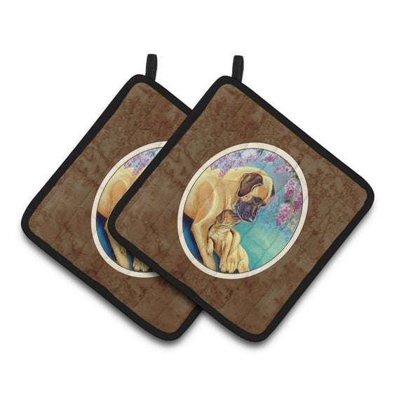 Carolines Treasures 7233PTHD Great Dane and puppy Pair of Pot Holders , 7.5HX7.5W, multicolor