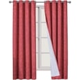 thumbnail image 3 of Sheetsnthings Floral Fannie 54-Inch Wide x 108-Inch Long Panel, Set of 2 Jacquard Thermal Insulated Blackout Curtains, Burgundy-Red, 3 of 5