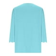 thumbnail image 5 of Fznquz Plain Blouses for Women Casual Fall Blue Dressy Casual 3/4 Length Sleeve Tees Solid Color V Neck Tee,S, 5 of 6