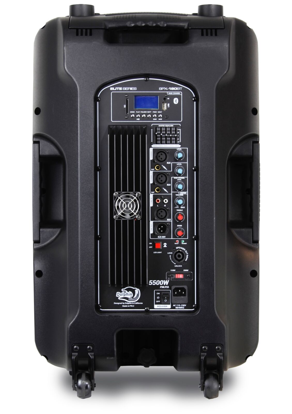 kanaal censuur Ounce Dolphin 15" Bluetooth DJ Party Speaker SPX-180BT PA System 5500 Watts  110-220V Switcher Non-Rechargeable - Walmart.com