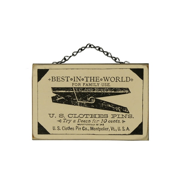 Vintage Wooden U S Clothes Pins Co Wall Sign Antique Ad Plaque Rustic Laundry Room Decor Walmart Com Walmart Com