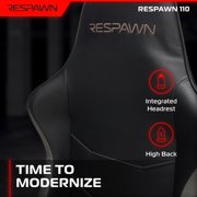 RESPAWN 110 Ergonomic Gaming Chair - Reclining Office Video Game Swivel Chair with Lumbar Support, Headrest, Heavy Duty, High Back, Racing Style Gaming Recliner Seat for Computer Gamer - Gray