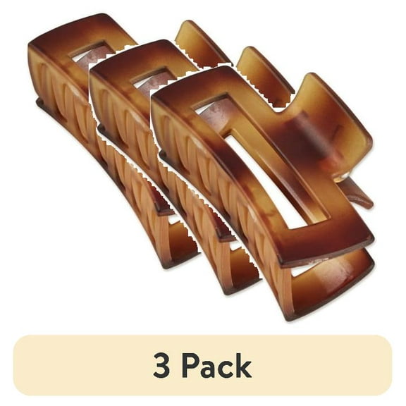 (3 pack) Scunci Open Cut Rectangular Claw Clip, Multicolor, 3 Count