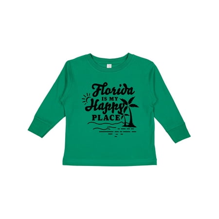 

Inktastic Florida is My Happy Place with Palm Trees Boys or Girls Long Sleeve Toddler T-Shirt