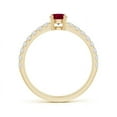 thumbnail image 2 of ANGARA Natural Classic Solitaire Ruby Promise Ring with Pave Diamonds in 14K Yellow Gold for Women (Size-4.5mm) | July Birthstone, Birthday, Anniversary, Jewelry Gift for Women | Natural Ruby Ring, 2 of 8