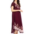 thumbnail image 4 of Sakkas Batik Hindi Cap Sleeve Caftan Dress / Cover Up - Chocolate - One Size, 4 of 6