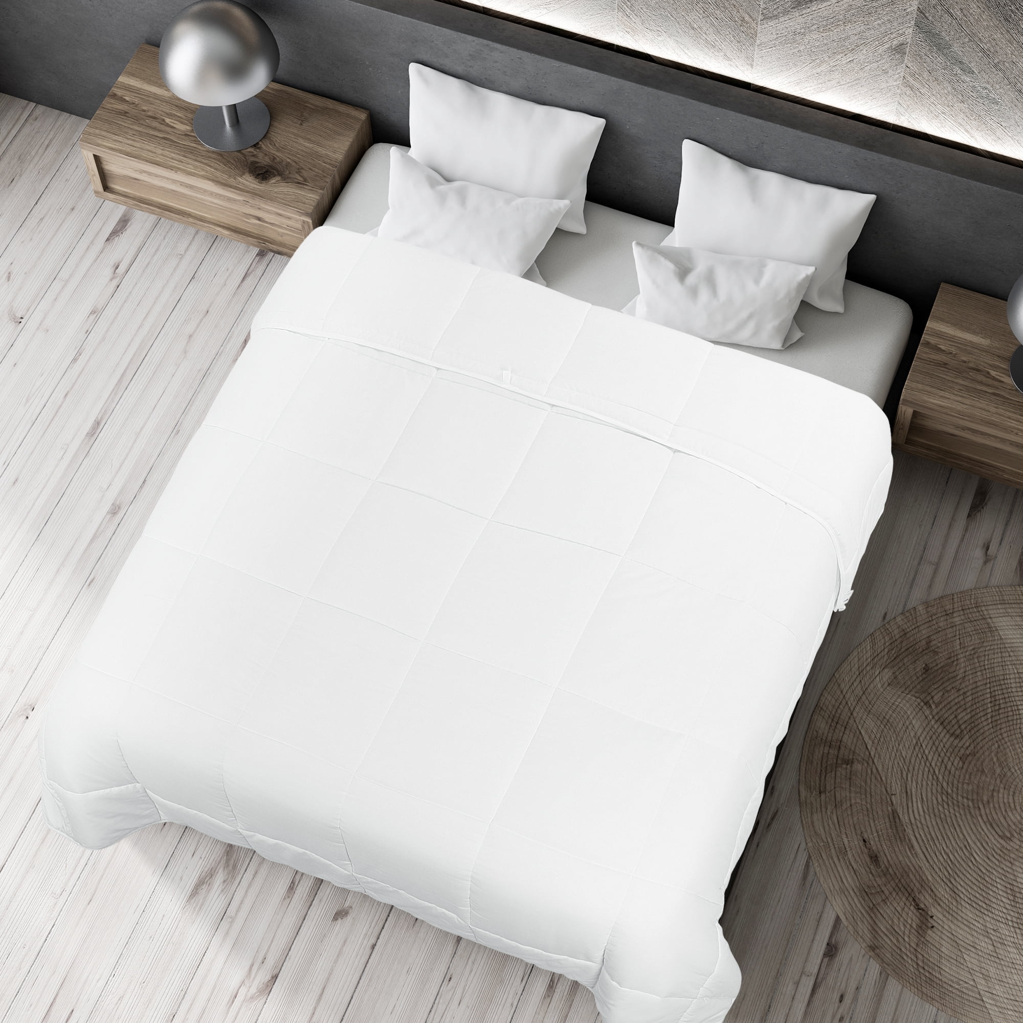 Unique Bargains Quilt Soft Lightweight Down Alternative Comforter White King