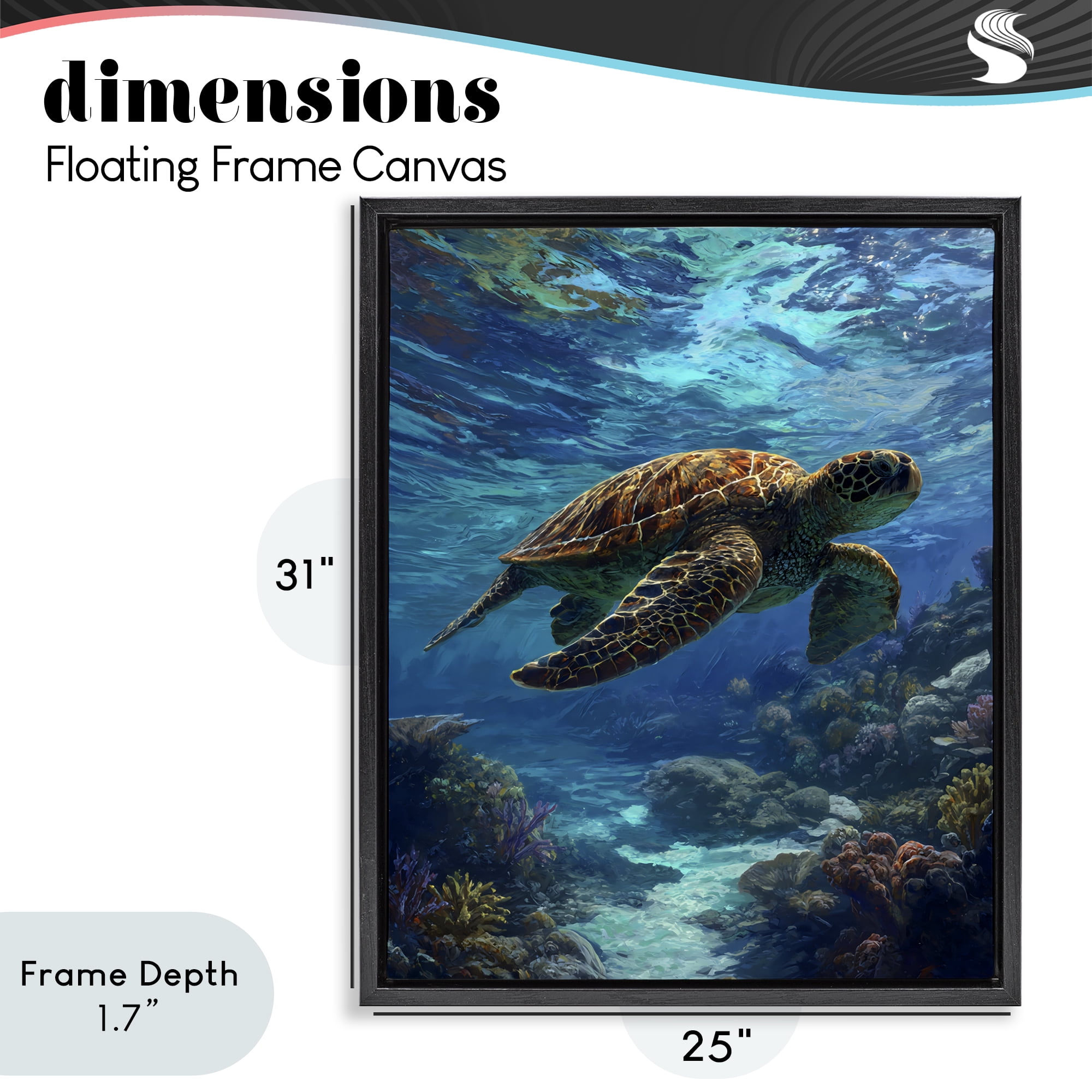 Stupell Industries Oceanic Adventurer Tortoise Black Framed Floater Canvas Wall Art, design by Franklyn Gregory