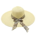 thumbnail image 2 of Lolmot Women Beach Hat Big Brim Straw Hat Sun Floppy Wide Brim Travel Hats Leopard Print Bowknot Summer Beach Cap Panama Hat Sun Protection Hat, 2 of 5