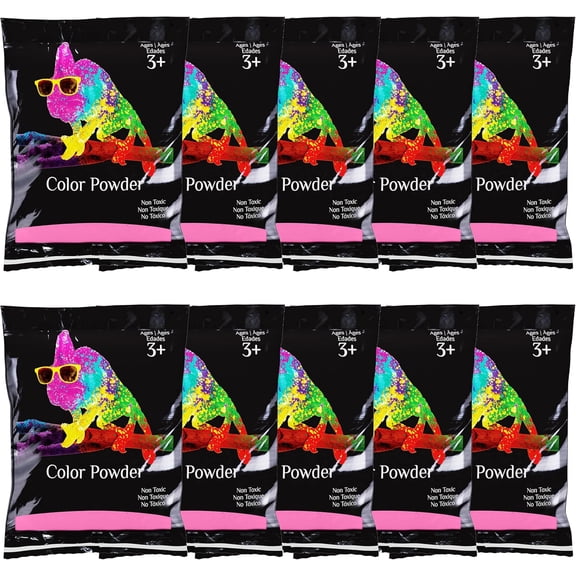 Chameleon Colors Pink Gender Reveal Powder - Individual Bags of Pink Color Powder for Photography, Baby Girl Gender Reveal, Birthday Party, Color Fun Run, Holi Festival, and More -10 Pack of 70g Bags