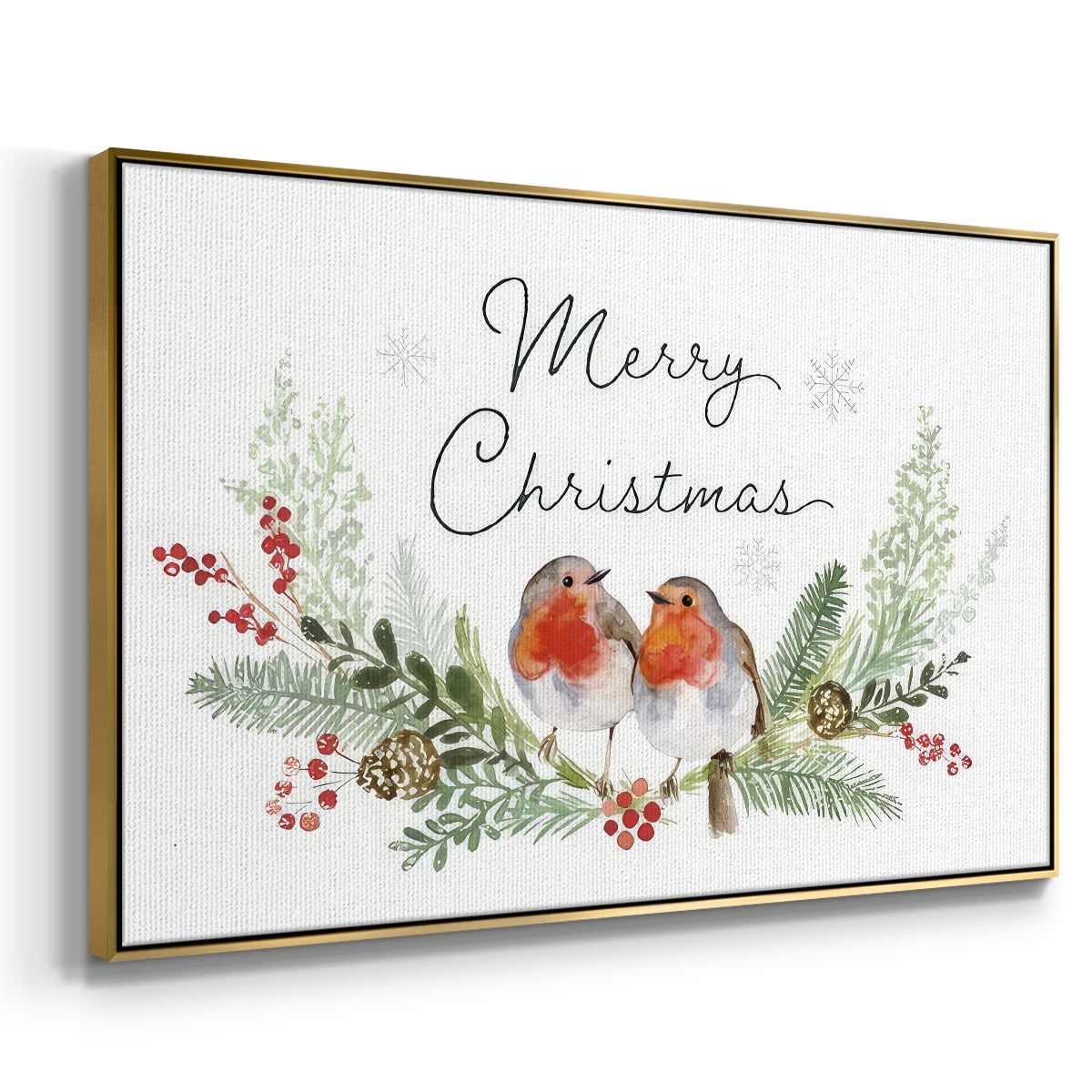 Winter Visitor Collection A - Framed Gallery Wrapped Holiday Canvas - 25 x 37 - Gold Frame