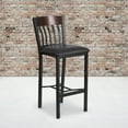 thumbnail image 2 of Flash Furniture Eclipse Series Vertical Back Black Metal and Walnut Wood Restaurant Barstool with Black Vinyl Seat, 2 of 6