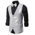 thumbnail image 3 of Chaleco de traje slim fit para hombre: mezcla de algodón y poliéster, color liso, sin mangas, formal/casual para bodas/fiestas, 3 of 4