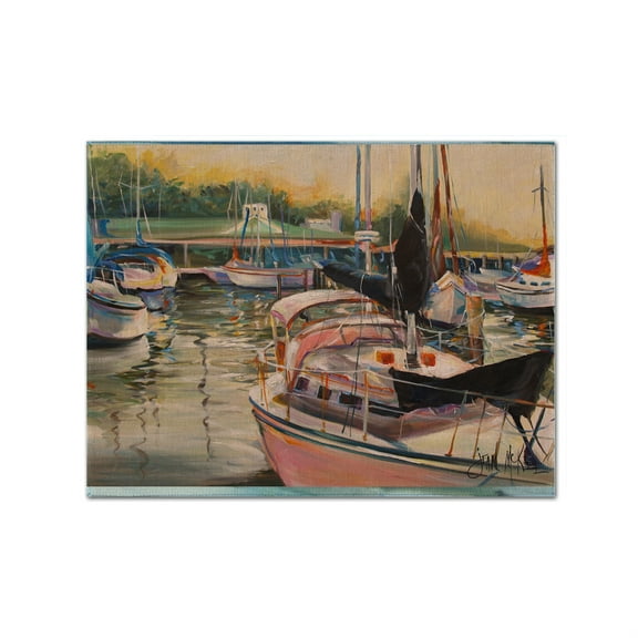 Carolines Treasures JMK1032PLMT Black Sails Sailboat Fabric Placemat, Multicolor