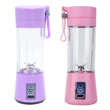 

2 Pcs 380Ml USB Rechargeable Blender 6 Blades Juicer Lemon Vegetables Fruit Smoothie Squeezers Reamers Purple & Pink